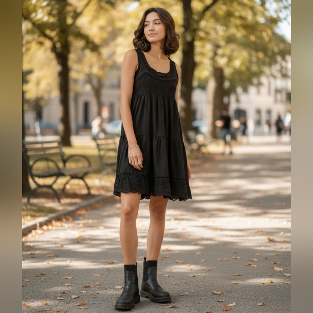 Lucky Brand Embroidered Tiered Mini Dress